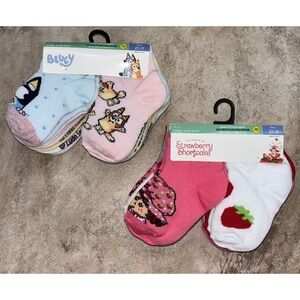 Strawberry Shortcake And Bluey Ankle Socks Toddler 20 Pairs Size 2T  NWT